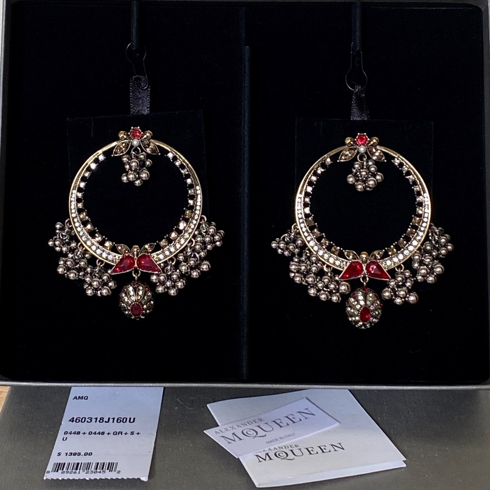 Alexander McQueen Gold Plated Swarovski Runway Earrings - Picture 11 of 15